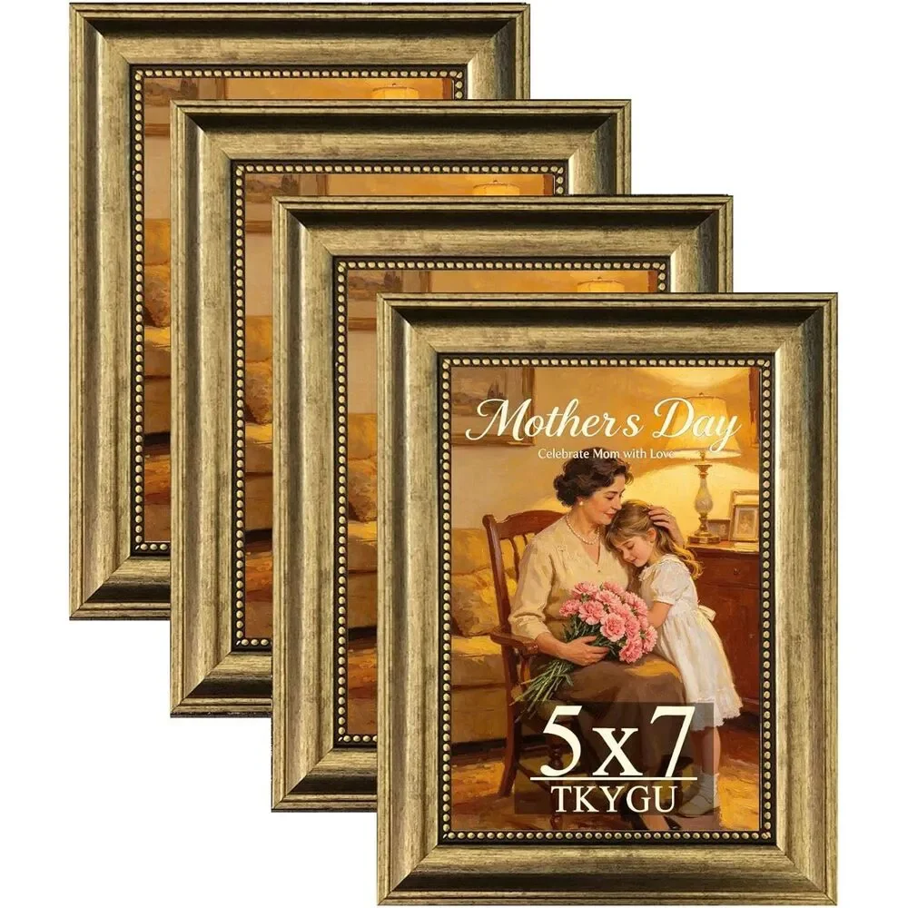 KYGU vintage-style 5x7 picture frames. Featuring an ornate antique gold finish